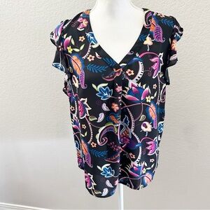 Women’s Philosophy multicolor flutter sleeve V-neck blouse